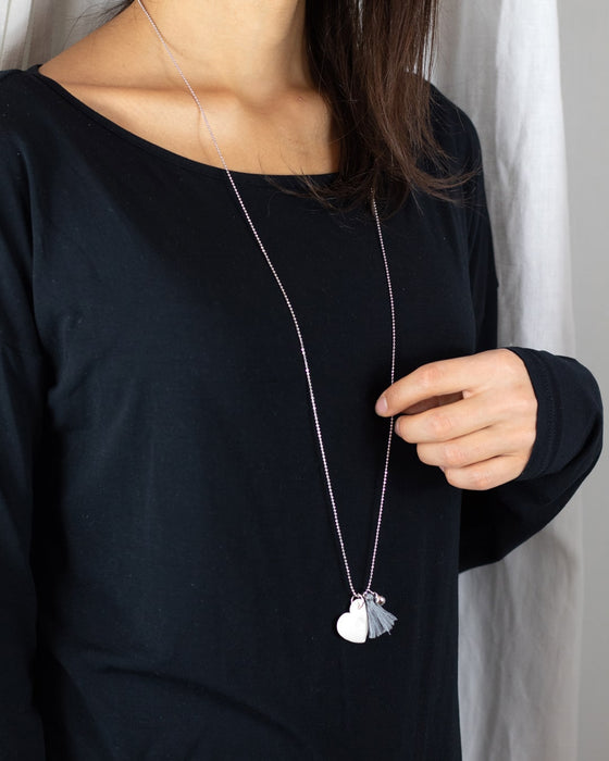 Collana in porcellana linea "Giocosa", cuore bianco