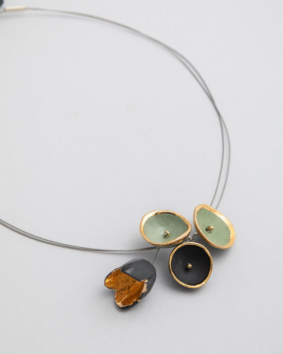 Collana in porcellana a cavetto "Coppette color giada"