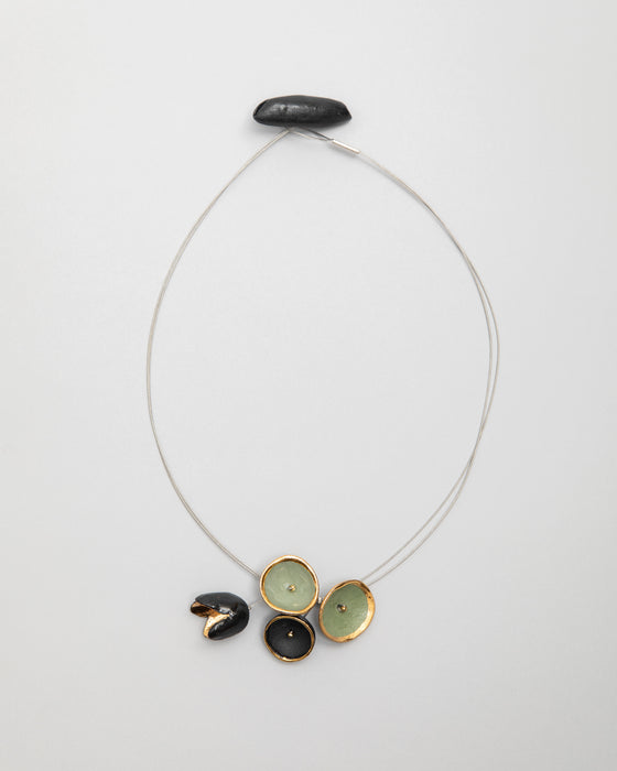 Collana in porcellana a cavetto "Coppette color giada"