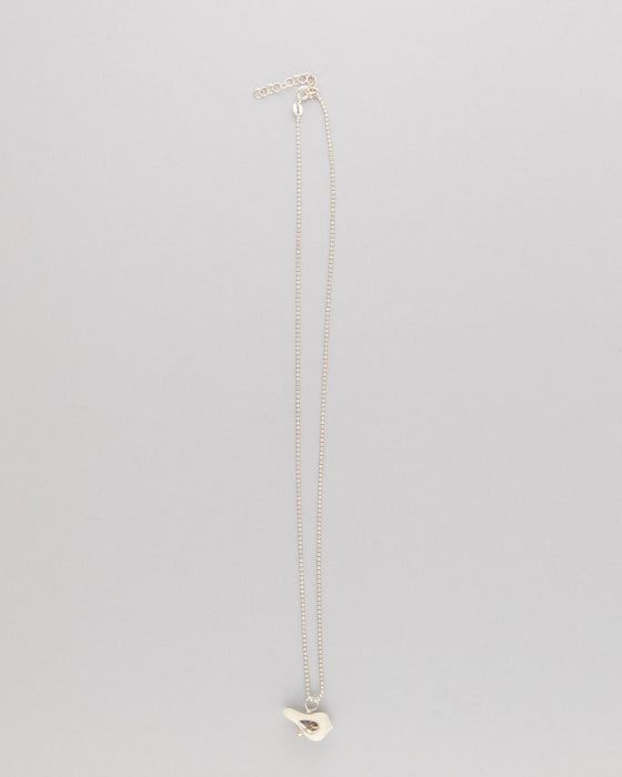 Collana in argento con uccellino bianco e platino