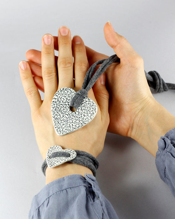 Collana in maglina "Cuore" texture puntinato