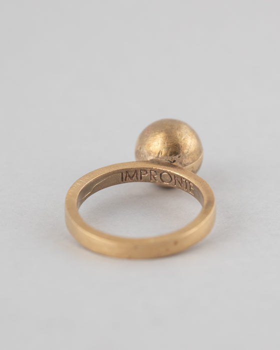 Anello in porcellana e bronzo, con pallina bucherellata, bianco + anello in bronzo "Sole" (SET)