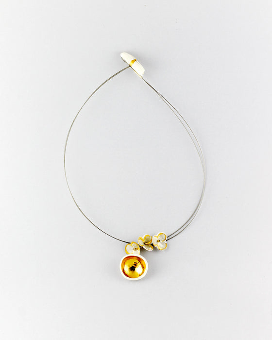 Collana in porcellana a cavetto "Tre Trifogli e coppetta"