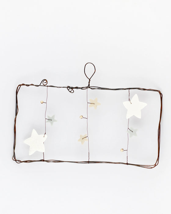 Decorazione in porcellana e ferro "Rettangolo orizzontale" con stelle (L)