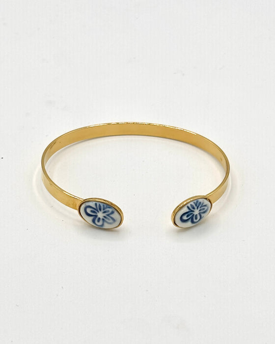 Bracciale rigido in ottone e porcellana