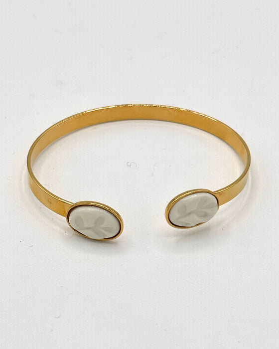 Bracciale rigido in ottone e porcellana