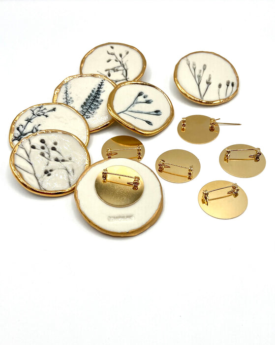 Spille in porcellana "Botanica" in lustro oro