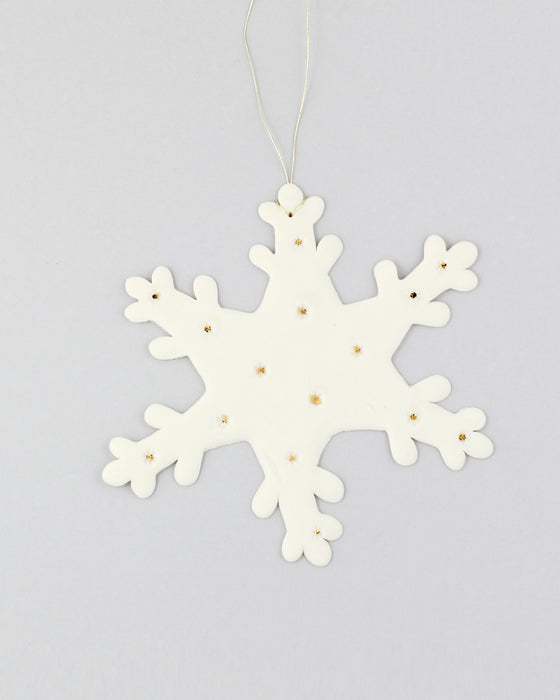 Decorazione in porcellana Fiocco di neve, bianco con lustro oro